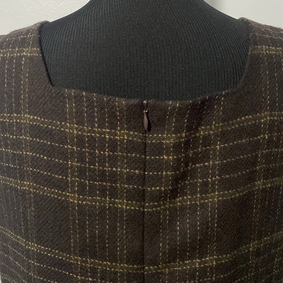 Harve’ Benard by Benard Holtzman Women’s Wool Jumper Dress Brown Plaid Sz 10 - Picture 8 of 9